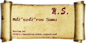 Mészáros Samu névjegykártya